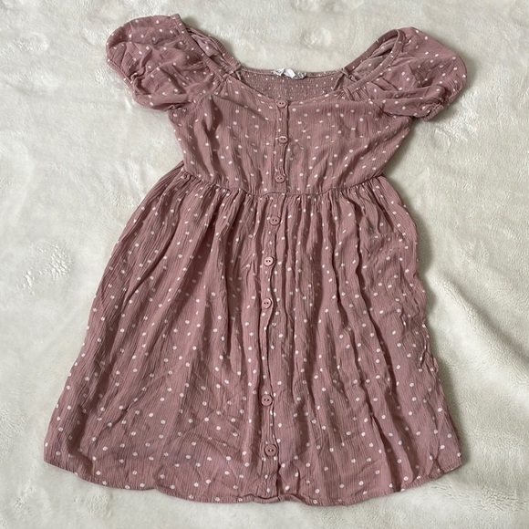 Pink Rose Dresses & Skirts - Pink Rose dusty pink polka dotted dress size Small